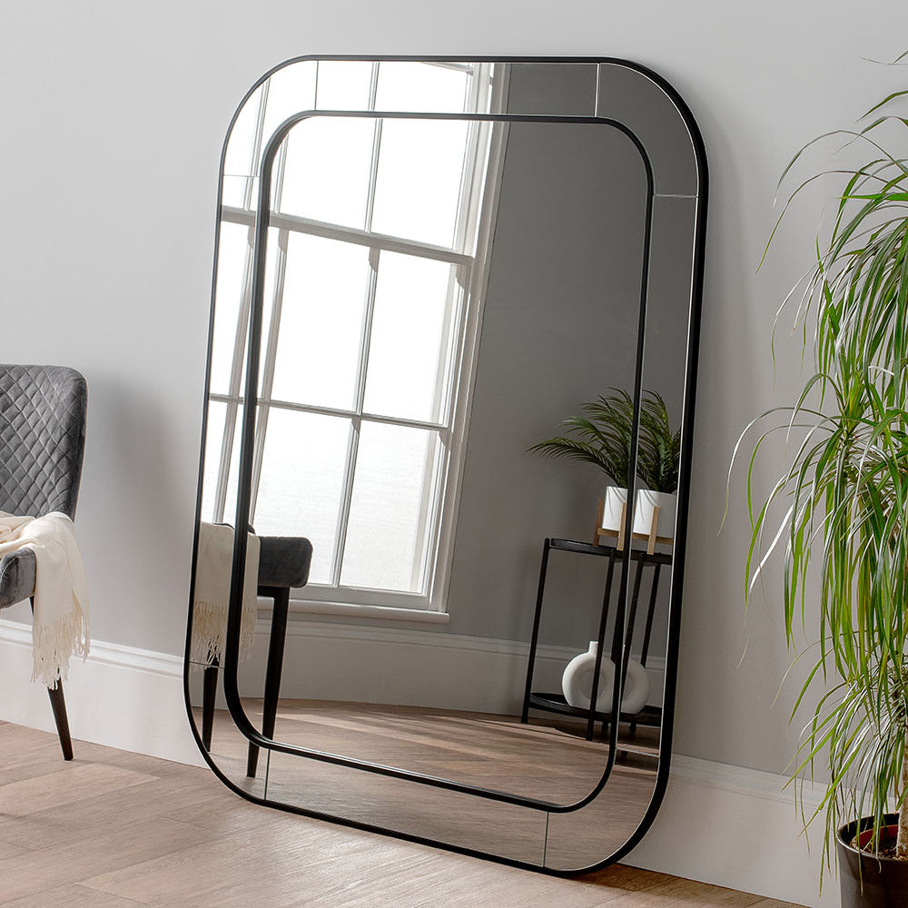 Product photograph of Olivia S Elena Radius Mirror In Black - 150x120cm from Olivia's