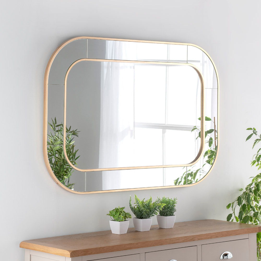 Product photograph of Olivia S Elena Radius Mirror In Gold - 120x80cm from Olivia's