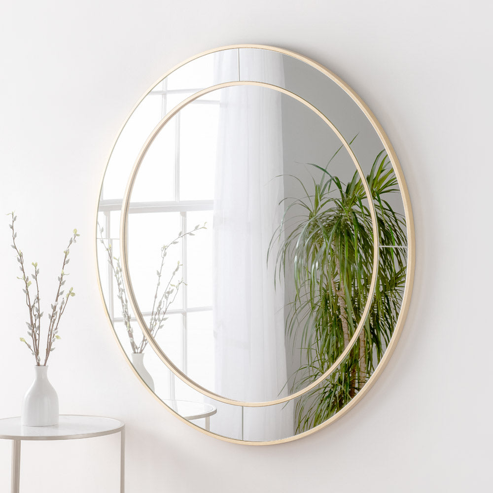 Product photograph of Olivia S Elena Round Mirror In Gold - 80x80cm from Olivia's