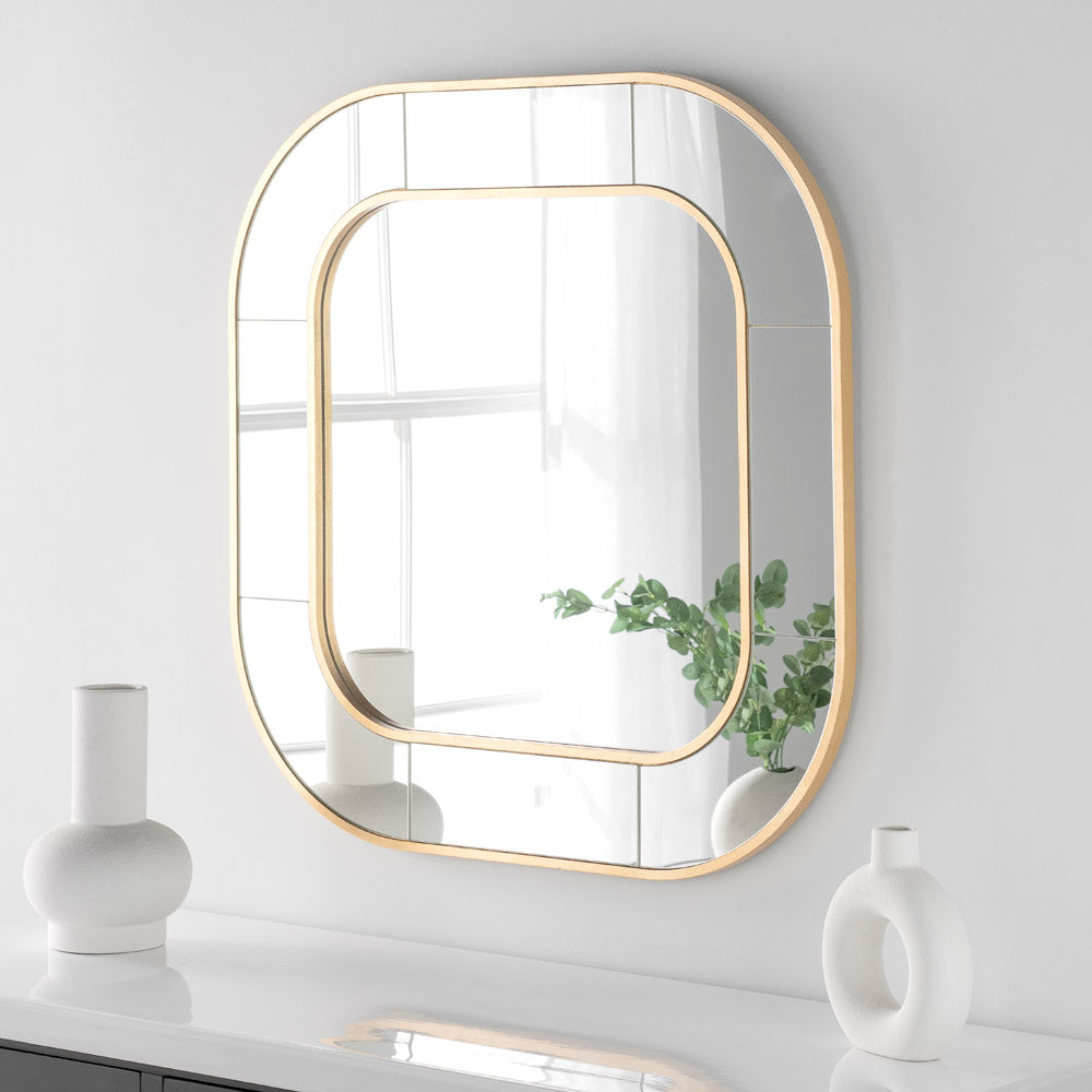 Olivias Elena Radius Mirror In Gold 80x80cm