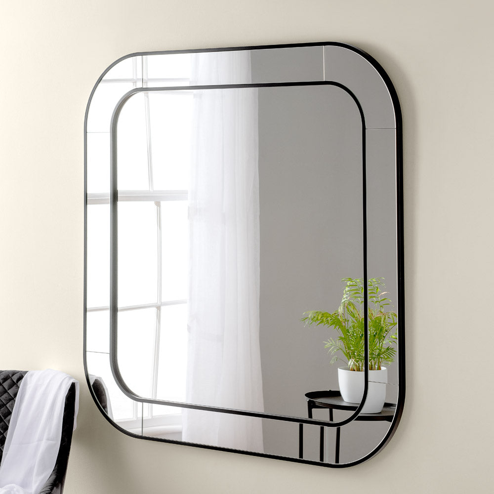 Product photograph of Olivia S Elena Radius Mirror In Black - 120x120cm from Olivia's