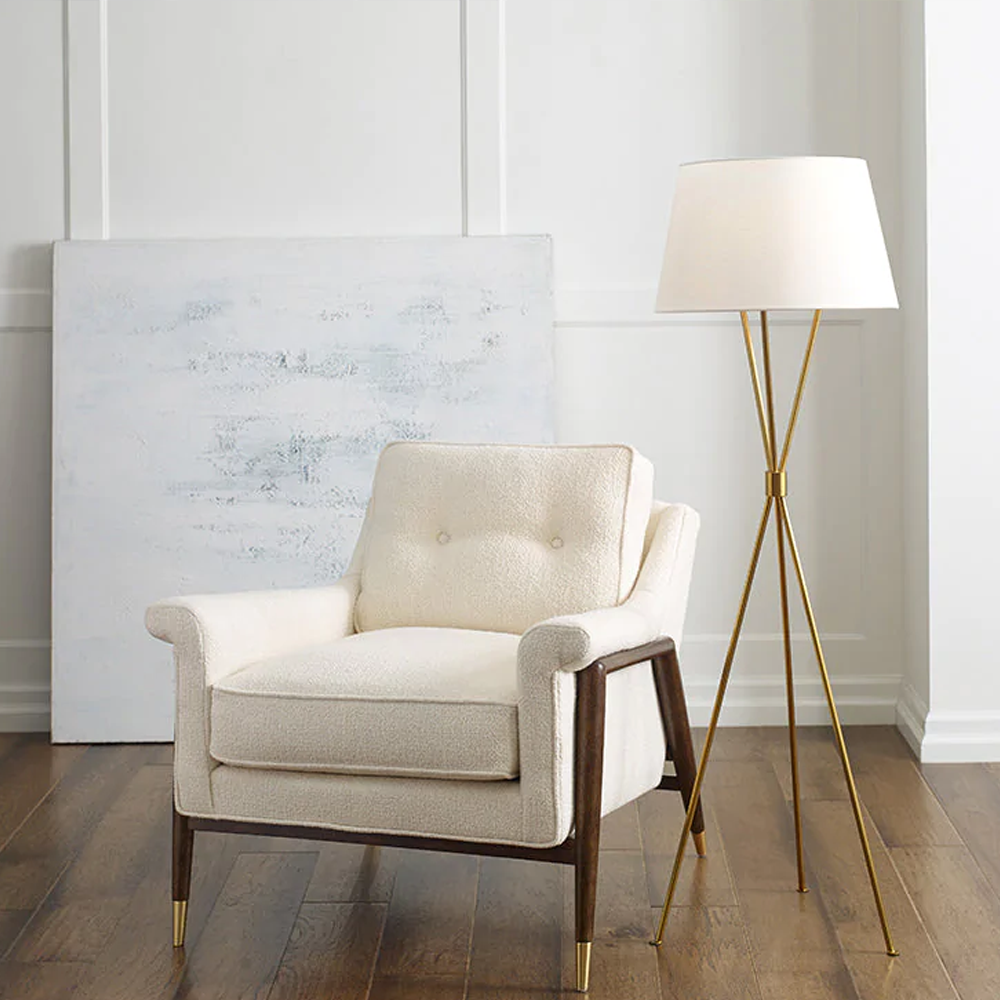 Product photograph of Elstead Penny Floor Lamp Burnished Brass from Olivia's.