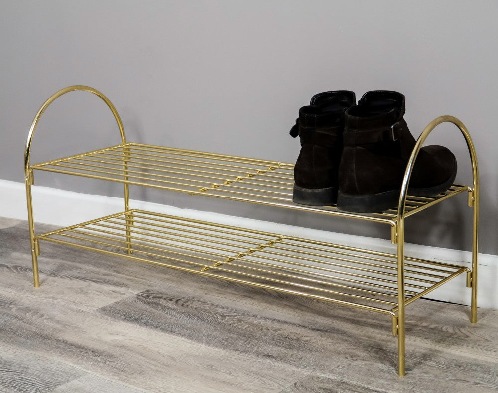 Product photograph of Native Home Gold Shoe Rack from Olivia's