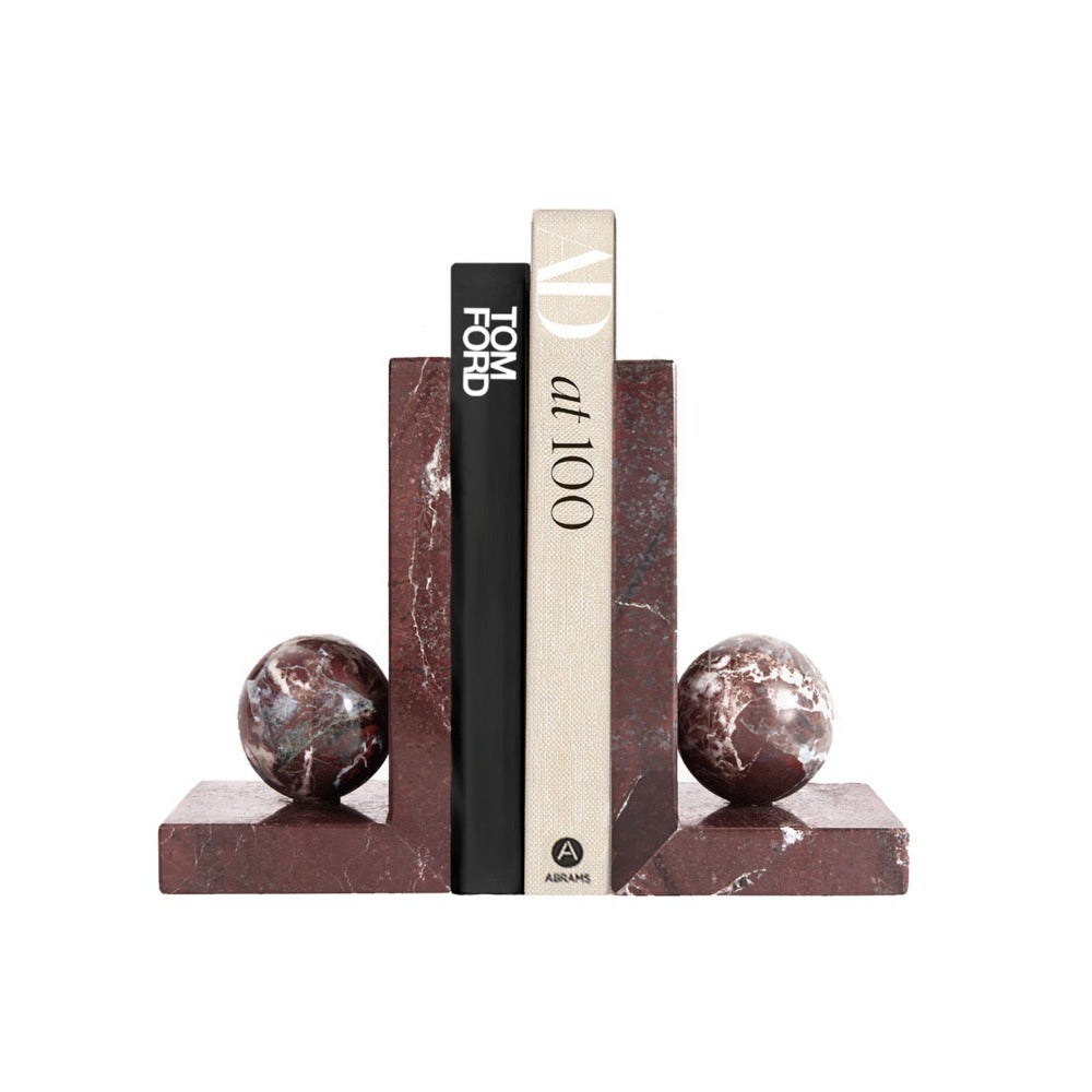 Product photograph of Liang Eimil Ebury Bookends - Rojo Levante Marble from Olivia's.