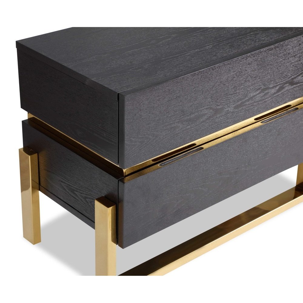 Product photograph of Liang Eimil Enigma Bedside Table Brass from Olivia's.