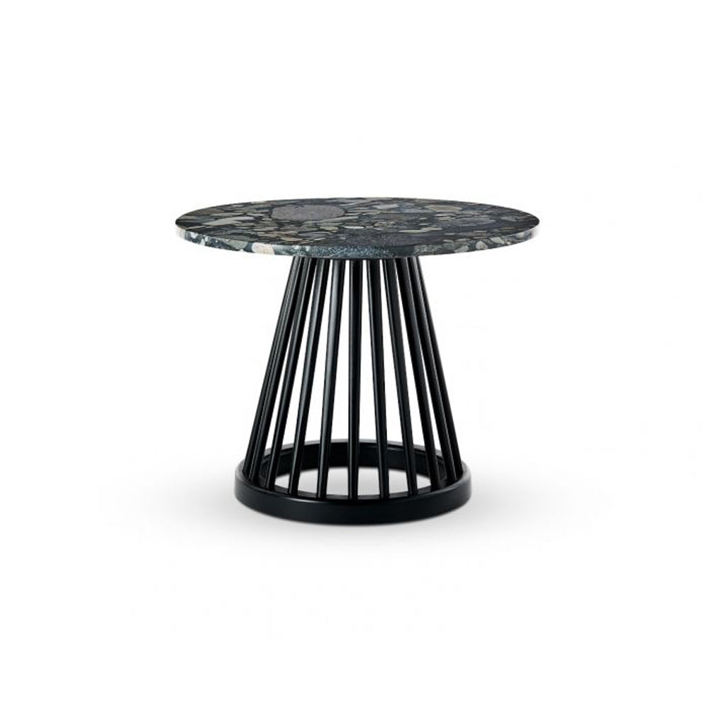 Product photograph of Tom Dixon Fan Table With Black Base Pebble Marble Top Large from Olivia's