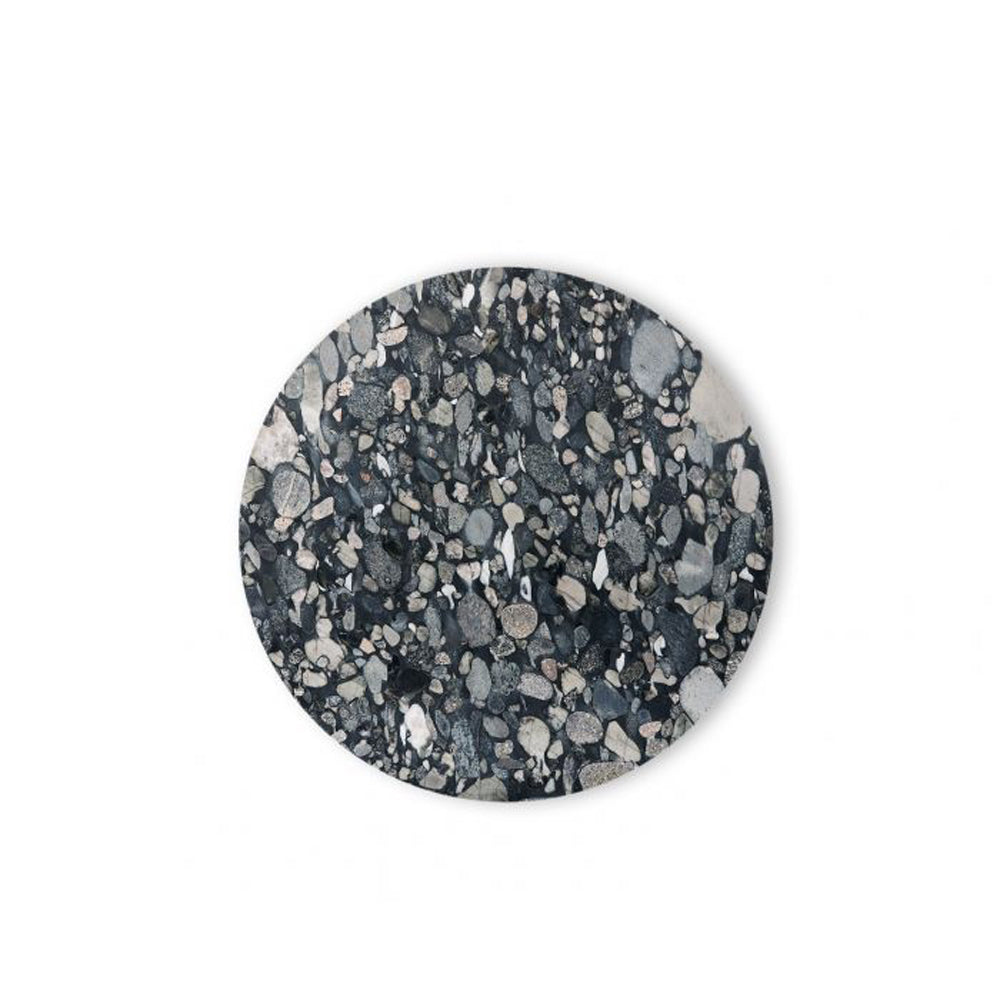 Product photograph of Tom Dixon Fan Table With Black Base Pebble Marble Top Large from Olivia's.