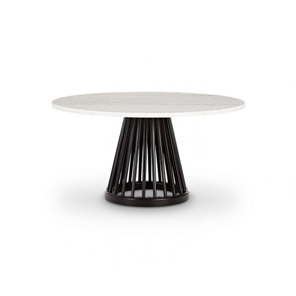 Product photograph of Tom Dixon Fan Table With Black Base White Marble Top Large from Olivia's.