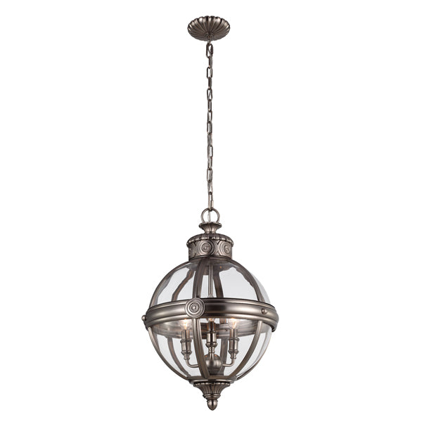 Product photograph of Elstead Adams 3 Light Chandelier Antique Nickel from Olivia's