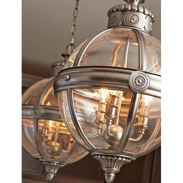 Product photograph of Elstead Adams 3 Light Chandelier Antique Nickel from Olivia's.