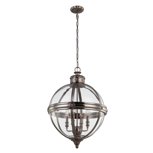 Product photograph of Elstead Adams 4 Light Chandelier Antique Nickel from Olivia's