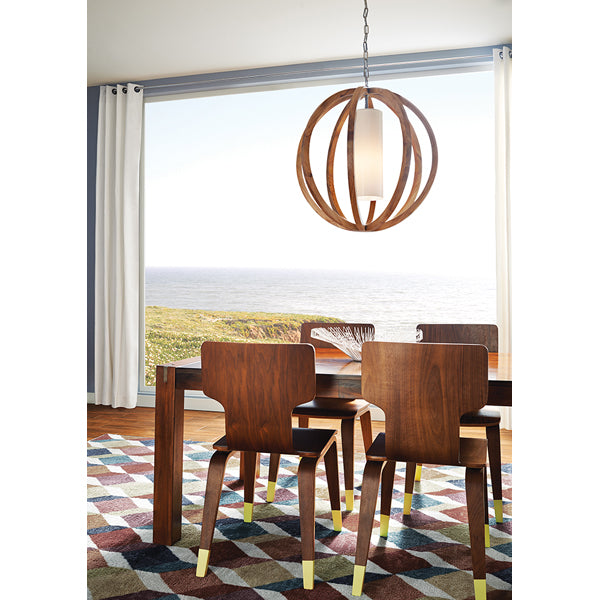 Product photograph of Elstead Allier Light Pendant Wood And Brushed Steel Large from Olivia's.