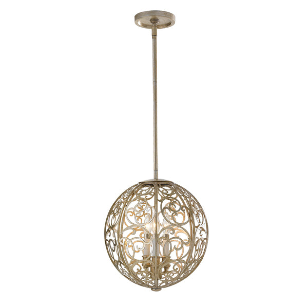Product photograph of Elstead Arabesque 3 Chandelier Light Silver Leaf Patina from Olivia's