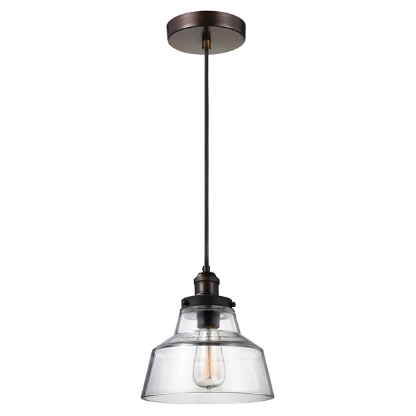 Elstead Baskin 1 Light Pendant Painted Aged Brass And Dark Weathered Zinc Tappered Shade