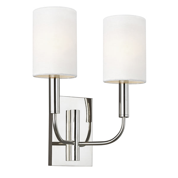 Product photograph of Elstead Brianna 2 Light Wall Light Polished Nickel from Olivia's