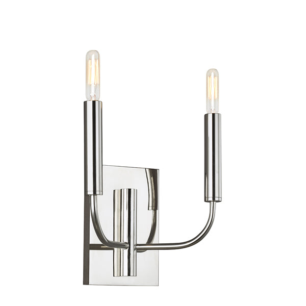 Product photograph of Elstead Brianna 2 Light Wall Light Polished Nickel from Olivia's.