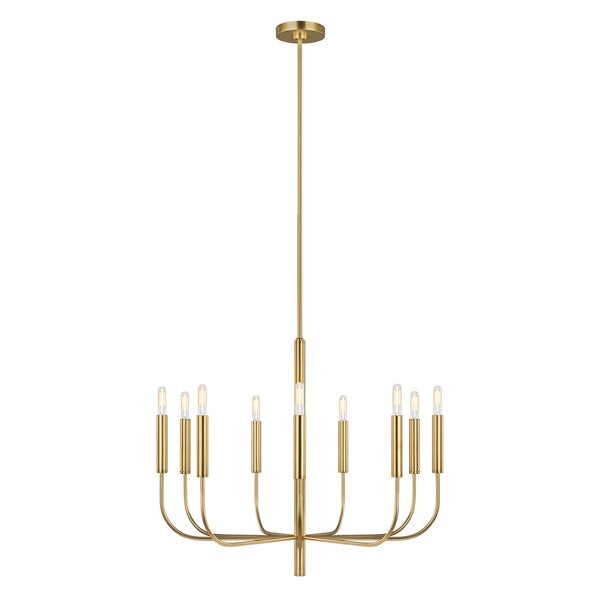 Product photograph of Elstead Brianna 9 Light Chandelier Burnished Brass from Olivia's