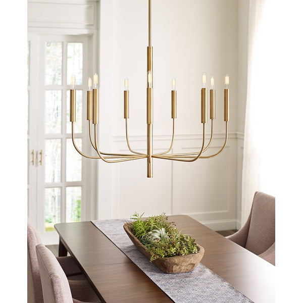 Product photograph of Elstead Brianna 9 Light Chandelier Burnished Brass from Olivia's.