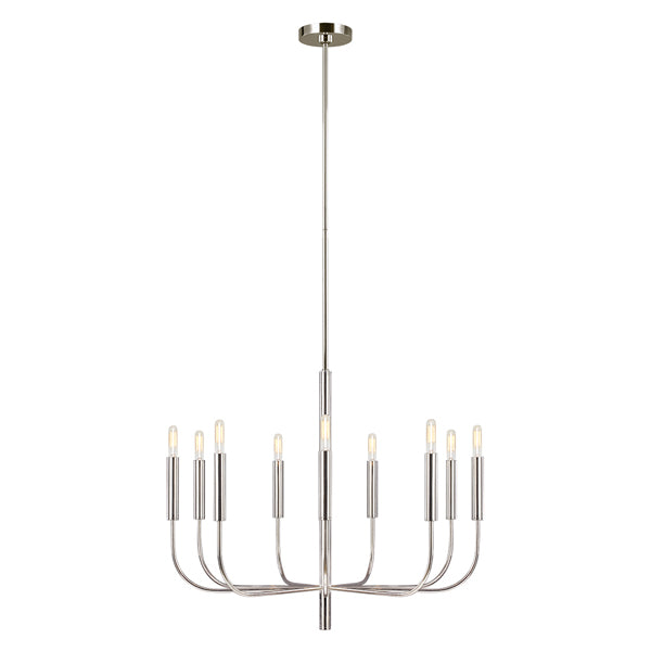 Product photograph of Elstead Brianna 9 Light Chandelier Polished Nickel from Olivia's