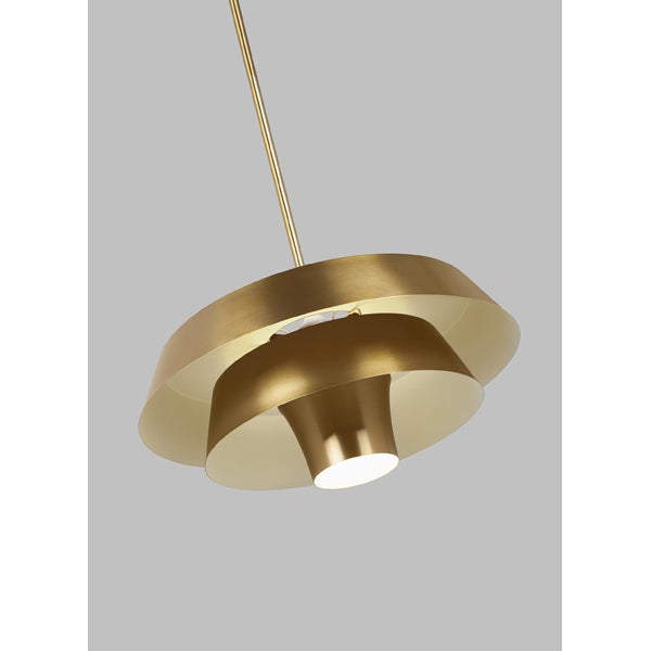 Product photograph of Elstead Brisbin 1 Light Pendant Burnished Brass Outlet from Olivia's.