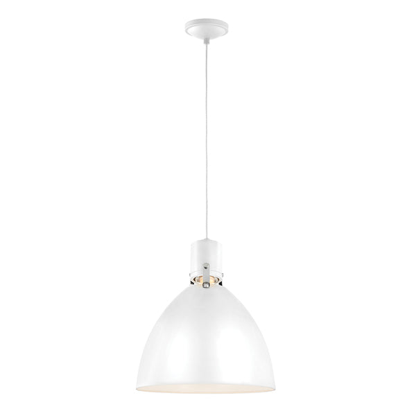 Elstead Brynne 1 Light Pendant Flat White And Chrome