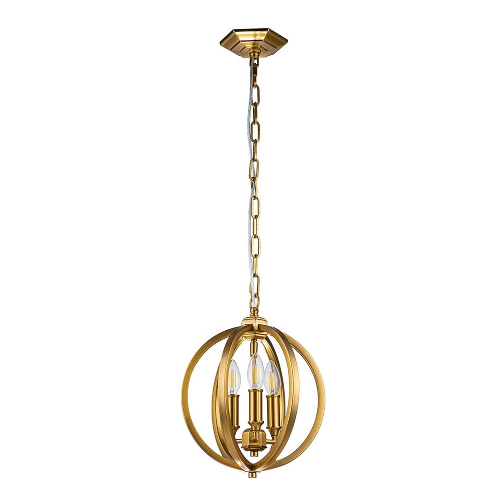 Feiss Corinne 3 Light Pendant Light in Brass