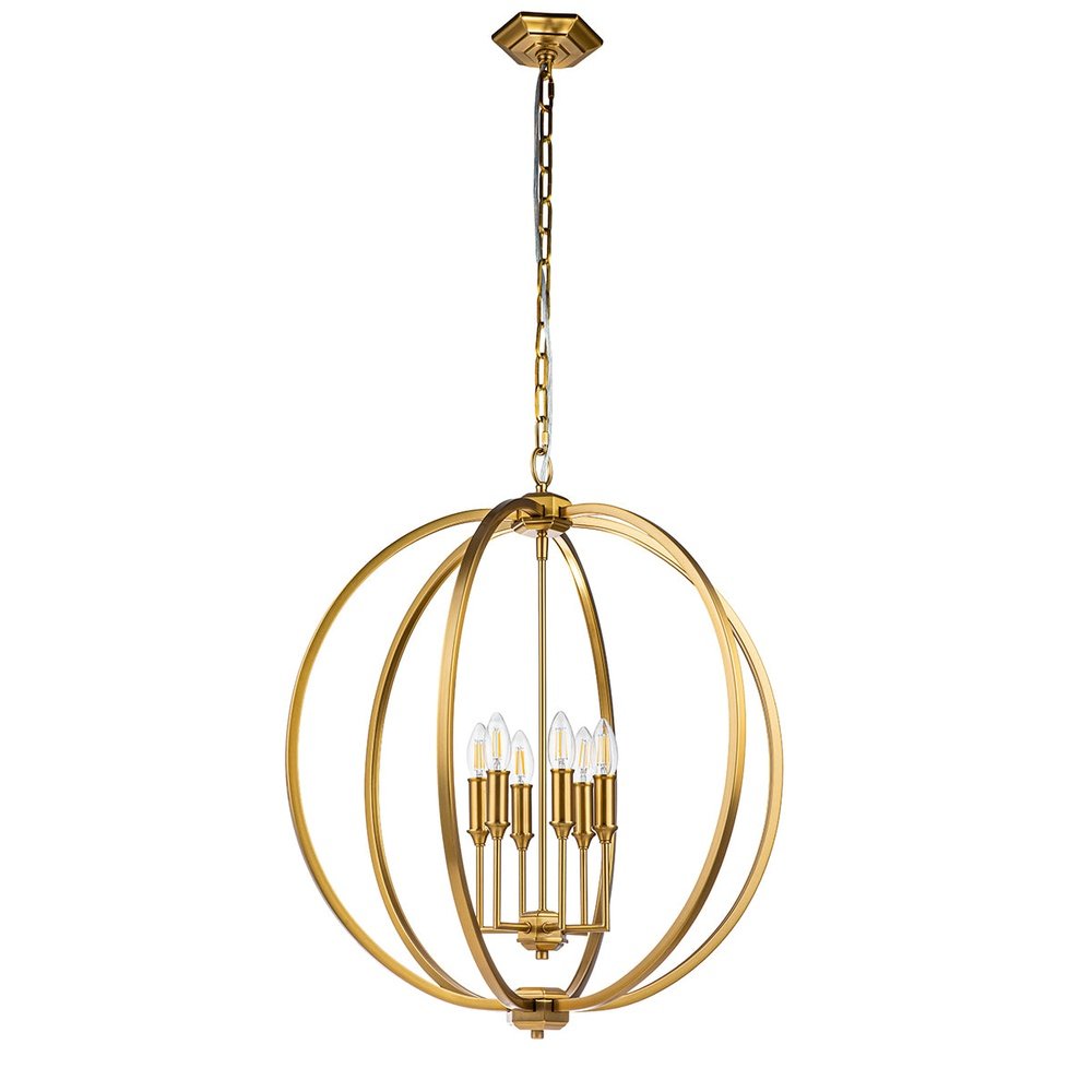 Product photograph of Feiss Corinne 6 Light Pendant Light In Brass from Olivia's