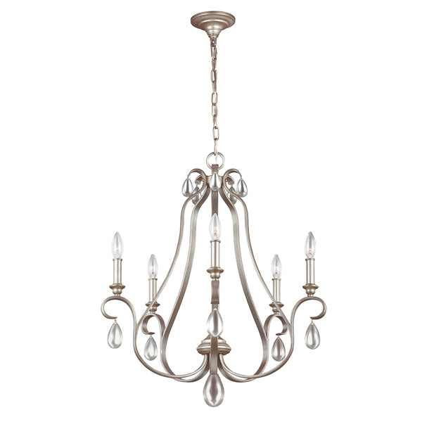 Product photograph of Elstead Dewitt 5 Light Sunrise Chandelier Silver from Olivia's