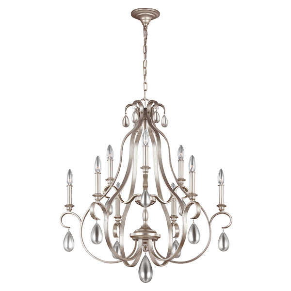 Product photograph of Elstead Dewitt 9 Light Sunrise Chandelier Silver from Olivia's