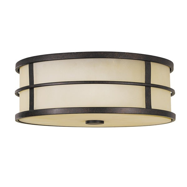 Product photograph of Elstead Fusion 3 Light Flush Mount Light Grecian Bronze from Olivia's
