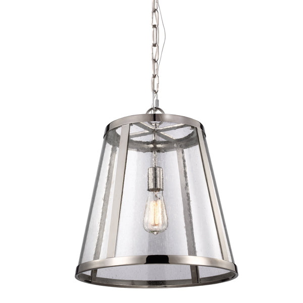 Product photograph of Elstead Harrow 1 Light Pendant Polished Nickel Medium from Olivia's