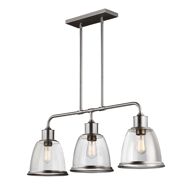 Product photograph of Elstead Hobson 3 Light Chandelier Satin Nickel from Olivia's