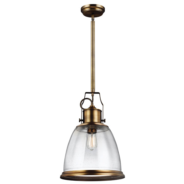 Product photograph of Elstead Hobson 1 Light Pendant Aged Brass Large from Olivia's