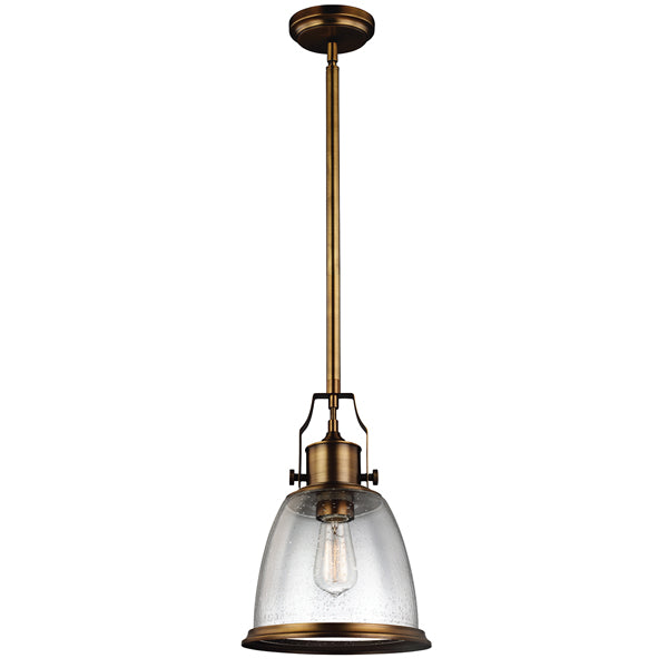 Product photograph of Elstead Hobson 1 Light Pendant Aged Brass Large from Olivia's.