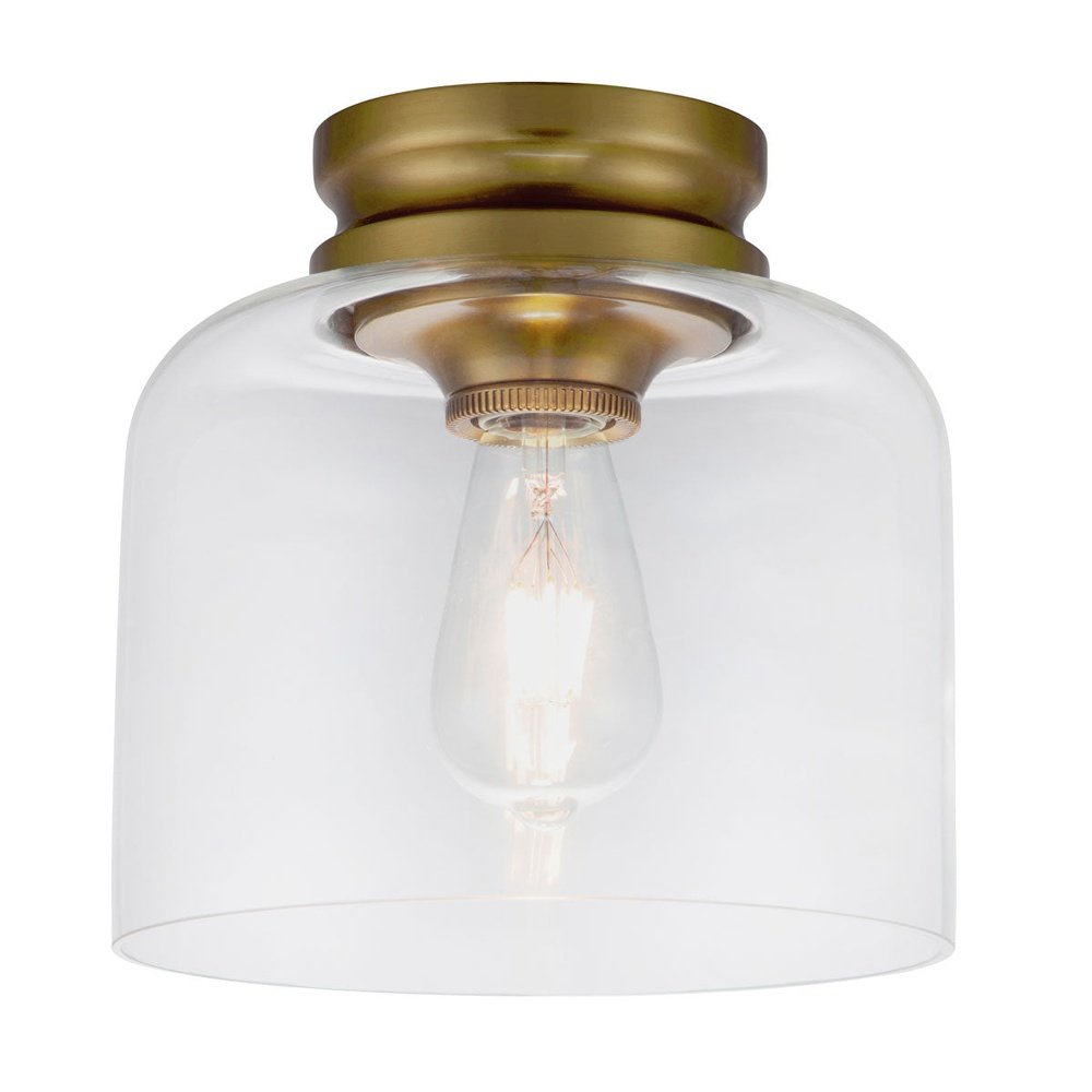 Product photograph of Feiss Hounslow 1 Light Flush Light In Brass from Olivia's
