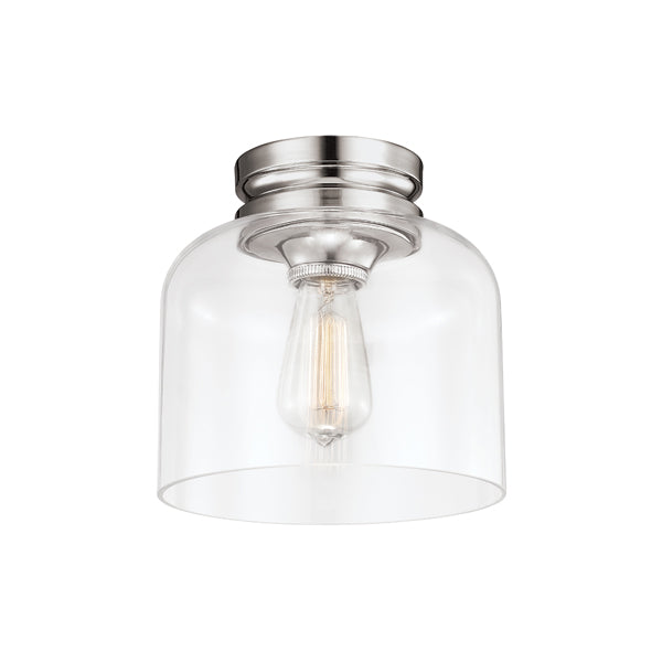 Product photograph of Elstead Hounslow 1 Light Flush Mount Light Polished Nickel from Olivia's
