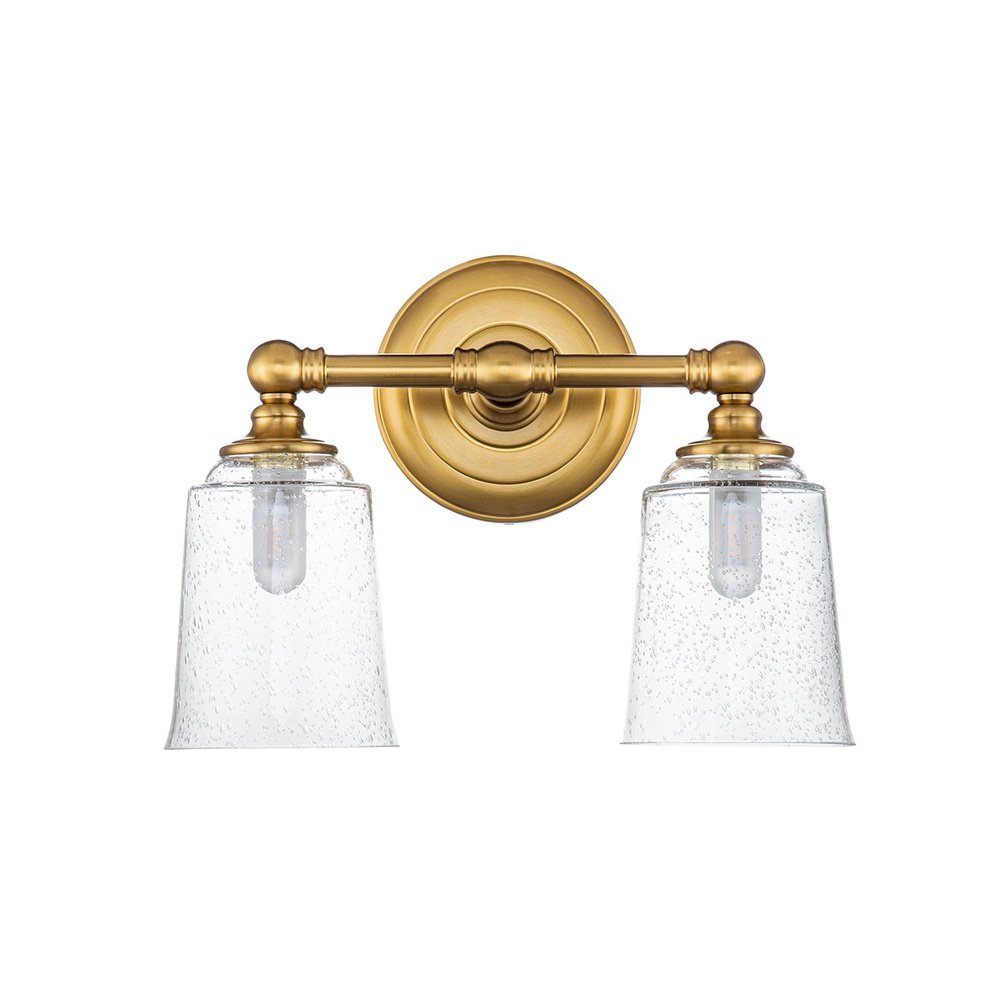 Product photograph of Feiss Huguenot Lake 2 Light Above Mirror Light In Brass from Olivia's.