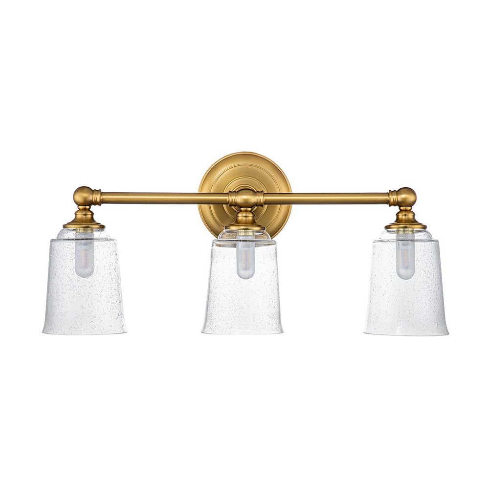 Product photograph of Feiss Huguenot Lake 3 Light Above Mirror Light In Brass from Olivia's.