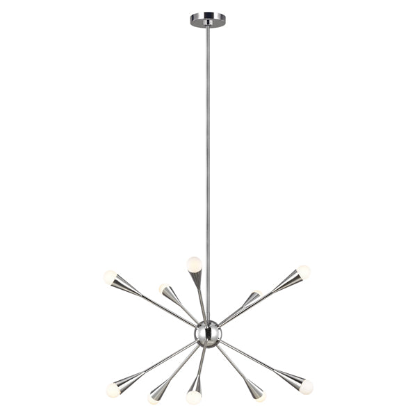 Product photograph of Elstead Jax 10 Light Chandelier Polished Nickel from Olivia's