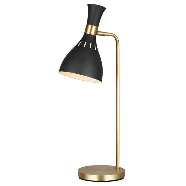 Elstead Joan 1 Light Table Lamp Midnight Black And Burnished Brass