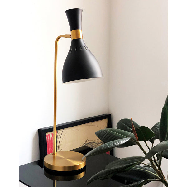 Product photograph of Elstead Joan 1 Light Table Lamp Midnight Black And Burnished Brass from Olivia's.