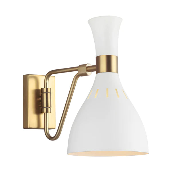 Product photograph of Elstead Joan 1 Wall Light Light Matte White And Burnished Brass from Olivia's