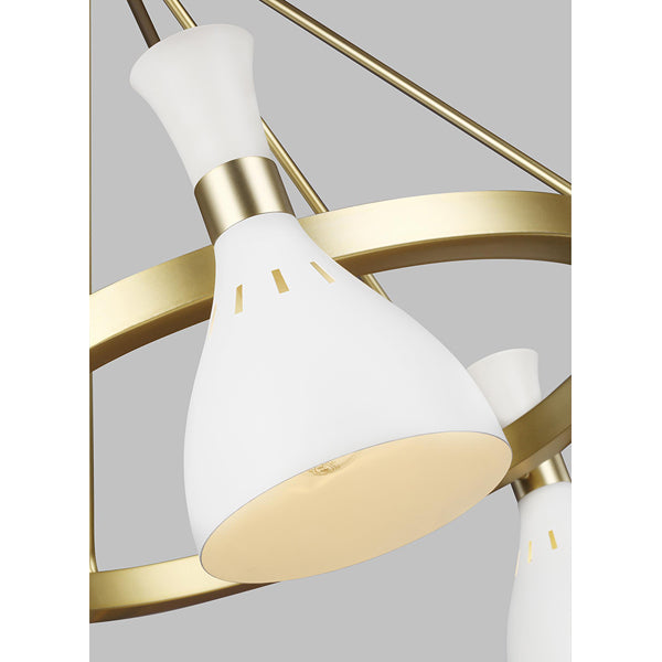 Product photograph of Elstead Joan 5 Light Chandelier Matte White And Burnished Brass from Olivia's.