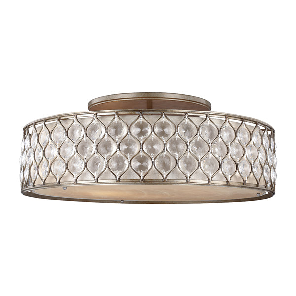 Product photograph of Elstead Lucia 6 Light Flush Mount Light Burnished Silver from Olivia's