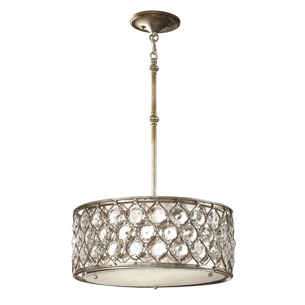 Product photograph of Elstead Lucia 3 Light Pendant Burnished Silver Medium from Olivia's