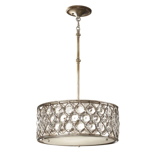 Elstead Lucia 3 Light Pendant Burnished Silver Medium