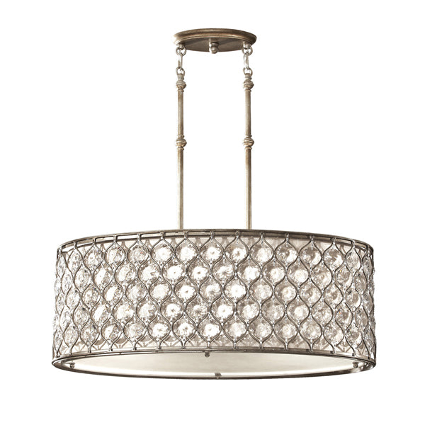 Product photograph of Elstead Lucia 3 Light Pendant Burnished Silver Medium from Olivia's.