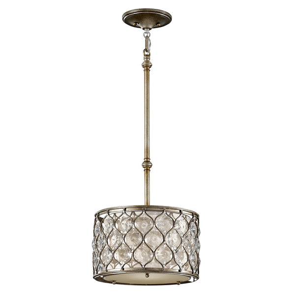 Elstead Lucia 1 Light Pendant Burnished Silver Medium