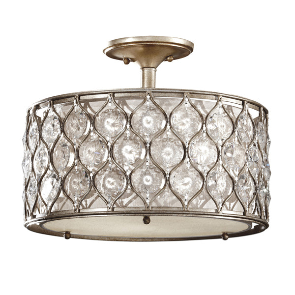 Product photograph of Elstead Lucia 1 Light Flush Mount Light Burnished Silver from Olivia's