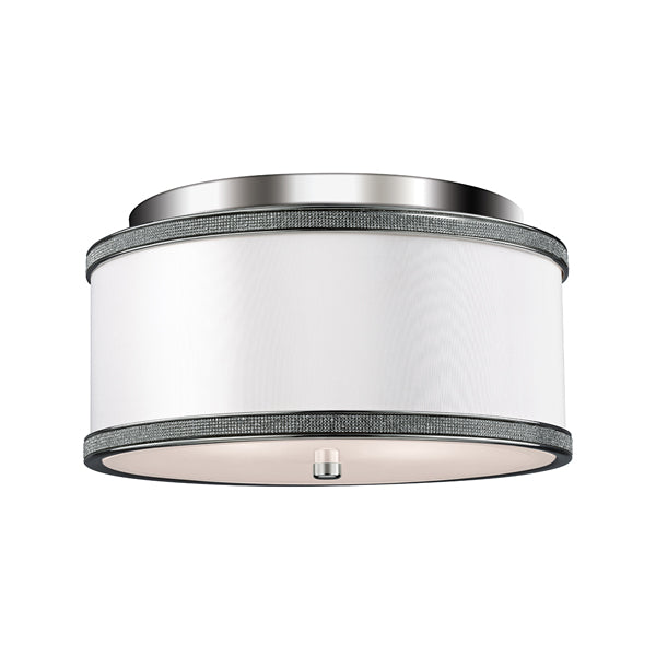 Product photograph of Elstead Pave 2 Light Flush Mount Light Polished Nickel from Olivia's